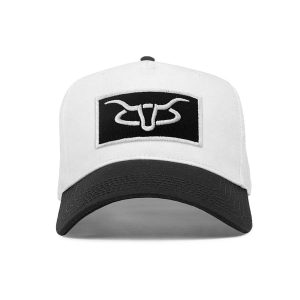 Cattle Creek Ranch Horns Patch Trucker Hat | White Black