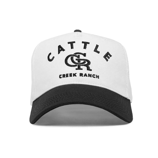 Cattle Creek Ranch Embroidered CCR Western Trucker Hat | White Black