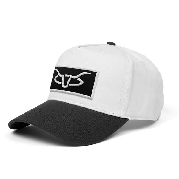 Cattle Creek Ranch Horns Patch Trucker Hat | White Black