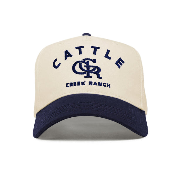 Cattle Creek Ranch Embroidered CCR Western Trucker Hat | Natural Navy