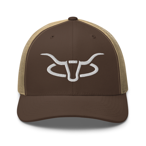 Cattle Creek Ranch Horns Logo Trucker Hat | Brown