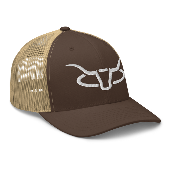 Cattle Creek Ranch Horns Logo Trucker Hat | Brown