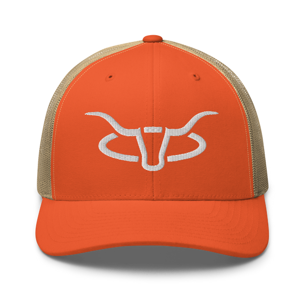 Cattle Creek Ranch Horns Logo Trucker Hat | Orange