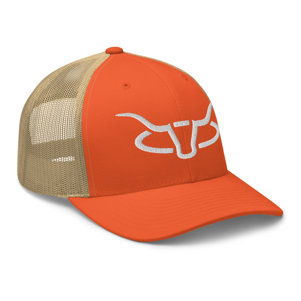 Cattle Creek Ranch Horns Logo Trucker Hat | Orange